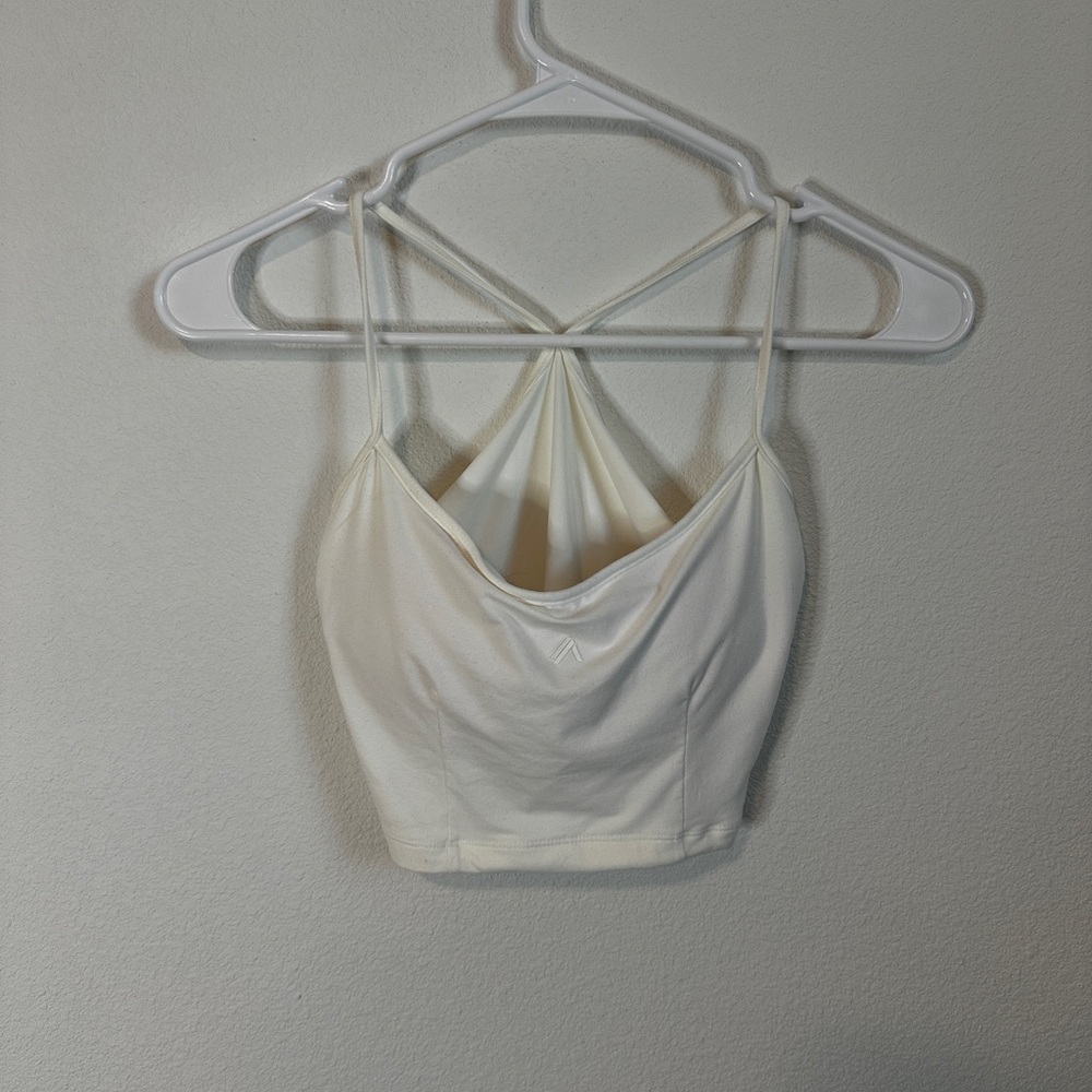 Alphalete White Crop Top with Built in Bra